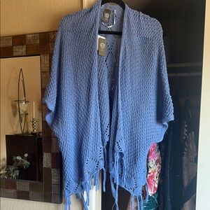 Vince Camuto Blue Knit Poncho